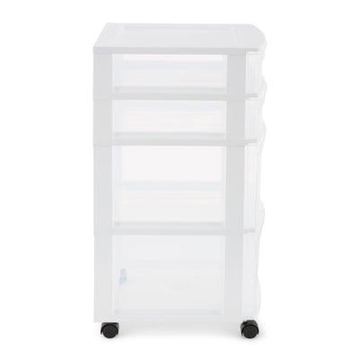 Gracious Living Resin Clear 4 Drawer Storage Chest System w/ Casters (Open Box) - VMInnovations