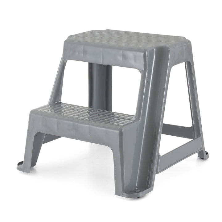 Gracious Living 2 Step Stool with Non Slip Feet, Holds Up to 300lbs, Grey(Used)