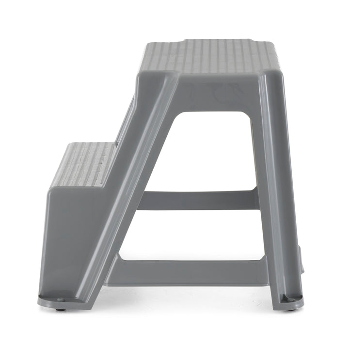 Gracious Living 2 Step Stool with Non Slip Feet, Holds Up to 300lbs, Grey(Used)