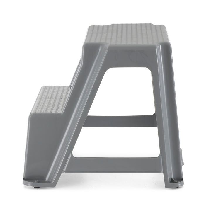 Gracious Living 16" Plastic 2 Step Portable Garage Home & Kitchen Stool, Gray