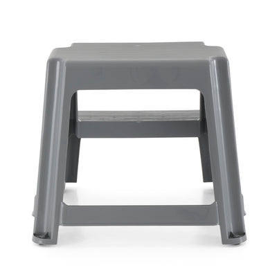 Gracious Living 16" Plastic 2 Step Portable Garage Home & Kitchen Stool, Gray