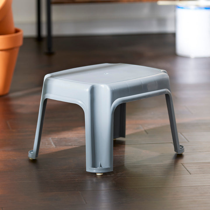 Gracious Living 9.5-Inch Single Level One Step Bathroom Stool, Gray (Open Box) - VMInnovations