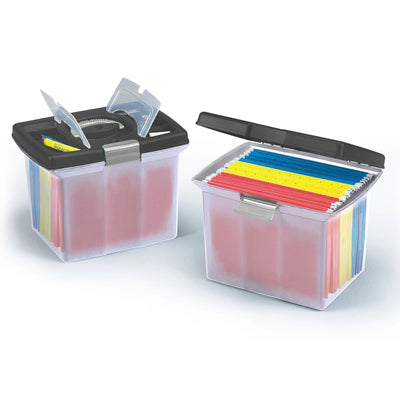 Gracious Living Stackable File Storage Caddy with Accessory Compartment (2 Pack)