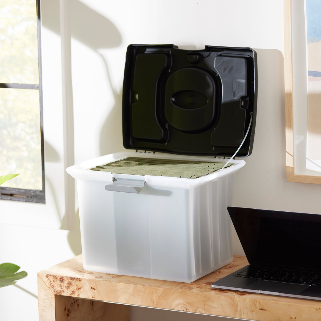 Gracious Living Stackable File Storage Caddy with Accessory Compartment (3 Pack) - VMInnovations