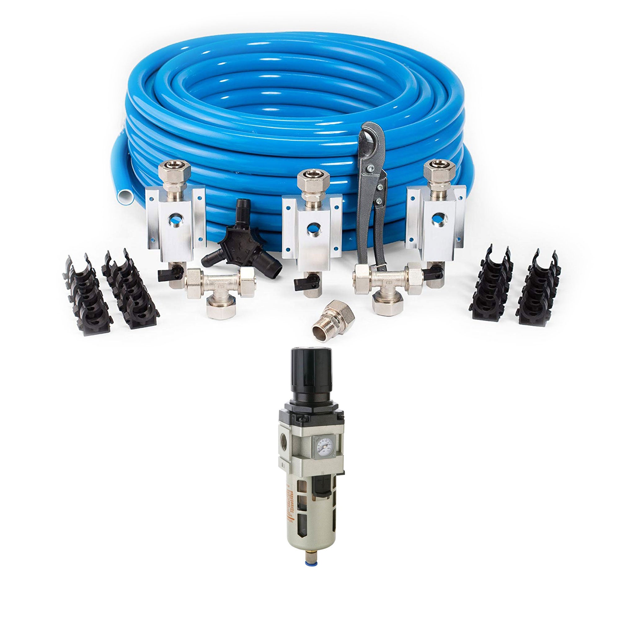MaxLine 300 Foot 0.75 Inch Compressed Air Tubing Master Kit w/ Filter Regulator - VMInnovations