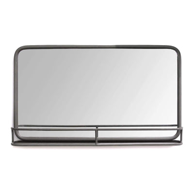 Stratton Home Decor Mason Industrial Metal Mirror with Display Shelf, Gunmetal