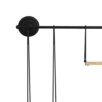 Stratton Home Decor 3 Tier Metal and Wood Hanging Wall Shelf, Extra Large, Black