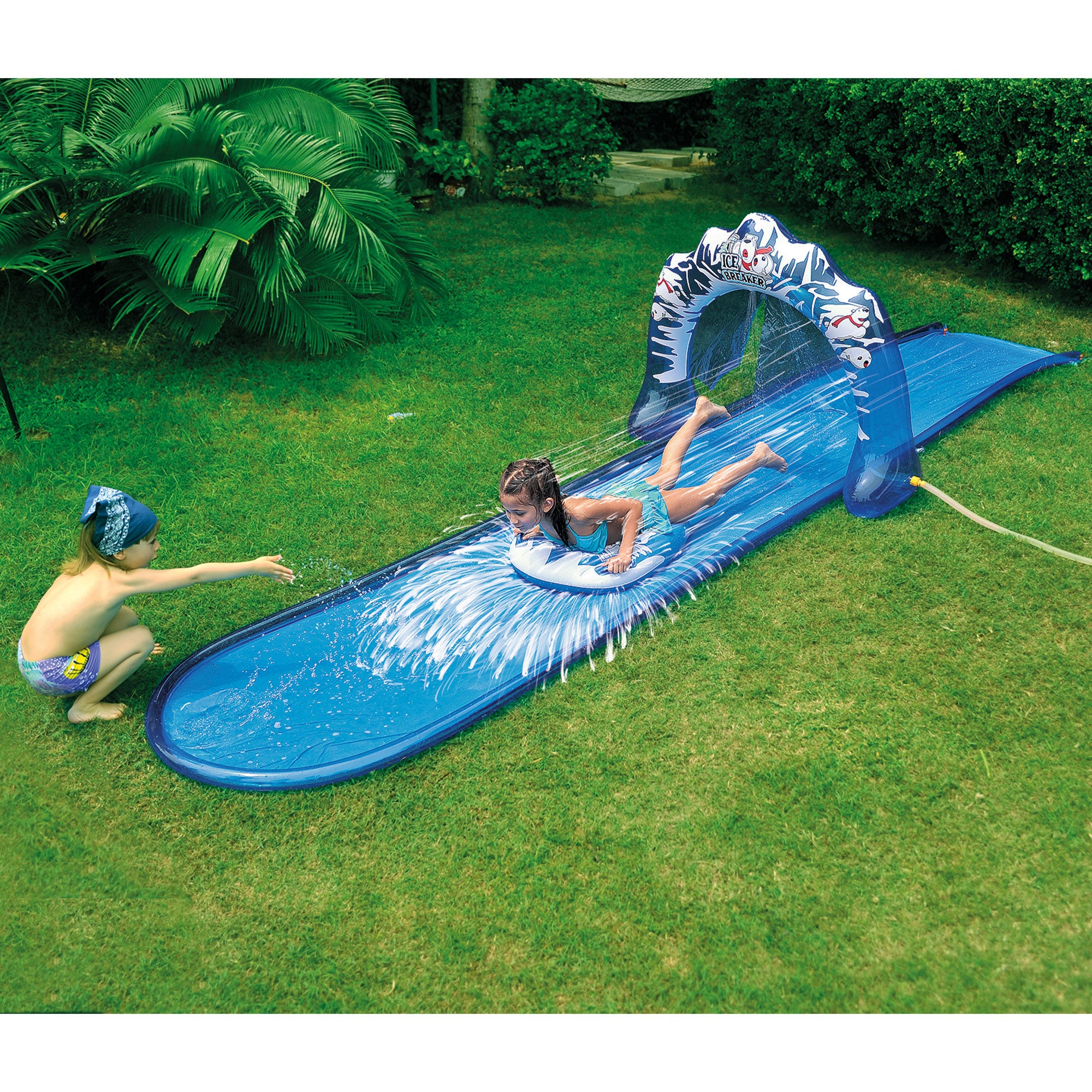 Jilong Slip and Slide Icebreaker Slide w/Racing Raft and Water Sprayer(Open Box) - VMInnovations