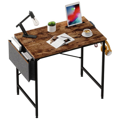 Bestier 32" Modern Simple Office Study Desk w/ Storage Bag, Rustic Brown (Used) - VMInnovations