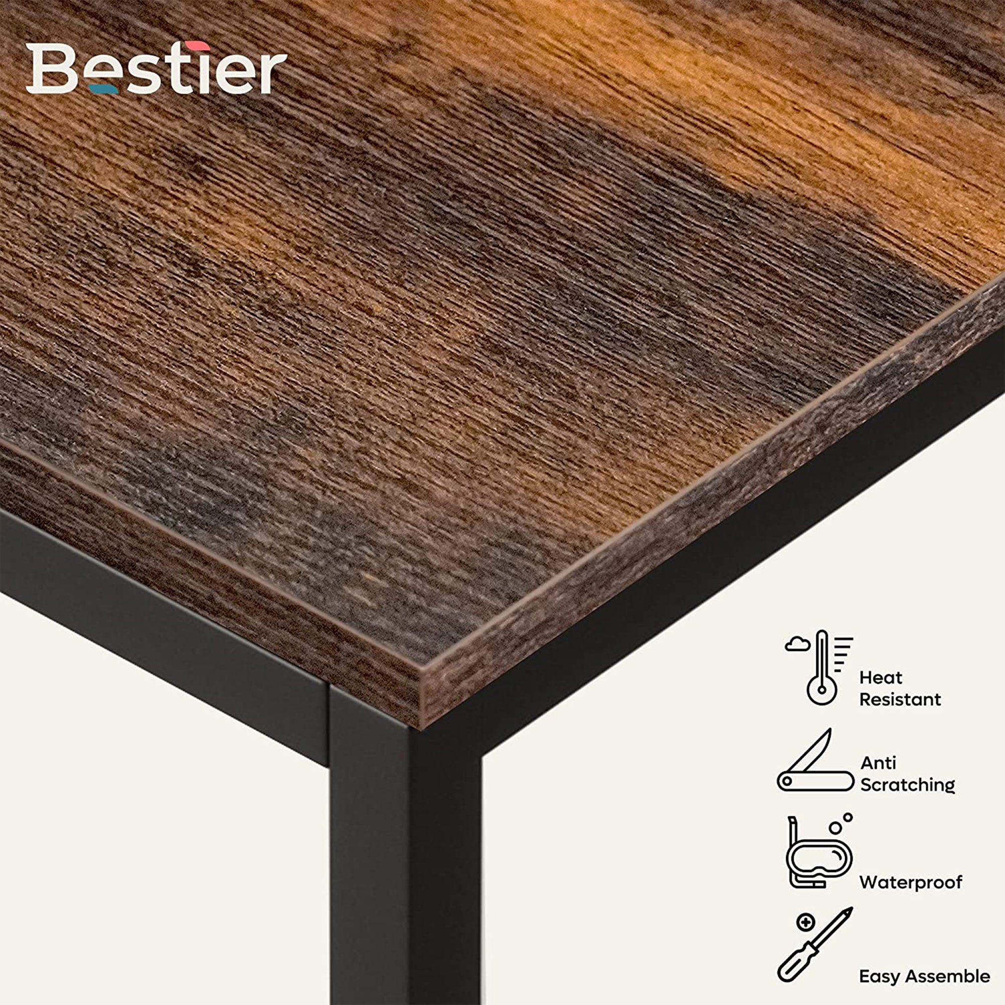Bestier 32" Modern Simple Office Study Desk w/ Storage Bag, Rustic Brown (Used) - VMInnovations