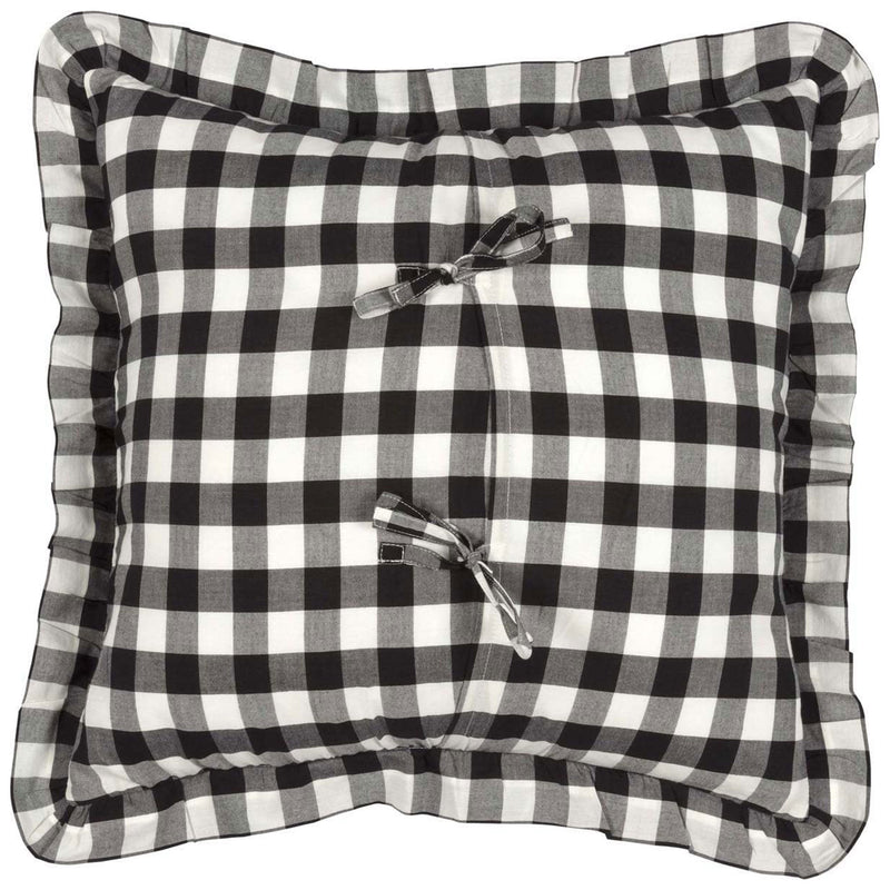 VHC Brands Annie Buffalo Check Cotton Square 18x18in Filled Pillow, Black/White