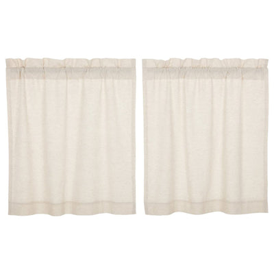 VHC Brands 36x36in Simple Life Flax Cotton Linen Curtain Set, Creme (2 Panels)