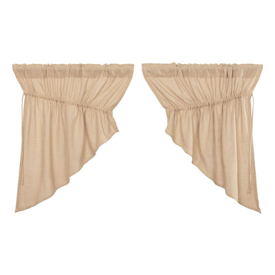 VHC Brands Burlap Cotton Window Curtain Prairie Swag Set (2 Panels) (Open Box) - VMInnovations