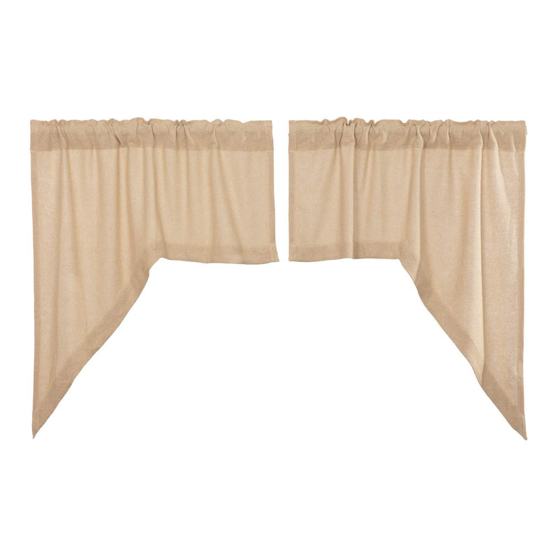 VHC Brands Burlap Vintage Cotton Window Curtain Country Swag Set (Used)
