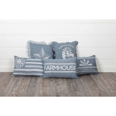 Sawyer Mill 14 x 22 Inch Rectangular Accent Throw Pillow, Flag, Blue (Open Box) - VMInnovations