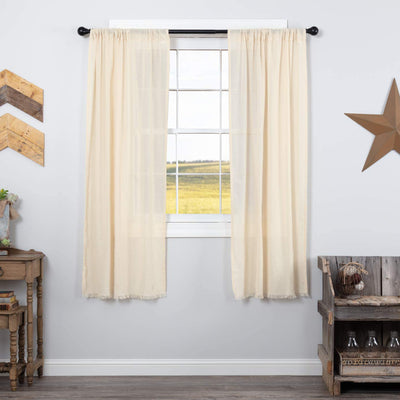 VHC Brands Tobacco Cloth Sheer Cotton Farmhouse Curtains Panel Set, Natural