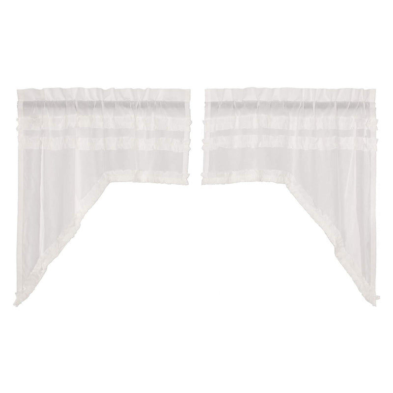 VHC Brands Window Curtain Ruffled Sheer Petticoat Swag Set (2 Panels) (Open Box)