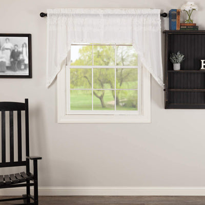VHC Brands Window Curtain Ruffled Sheer Petticoat Swag Set (2 Panels) (Open Box) - VMInnovations