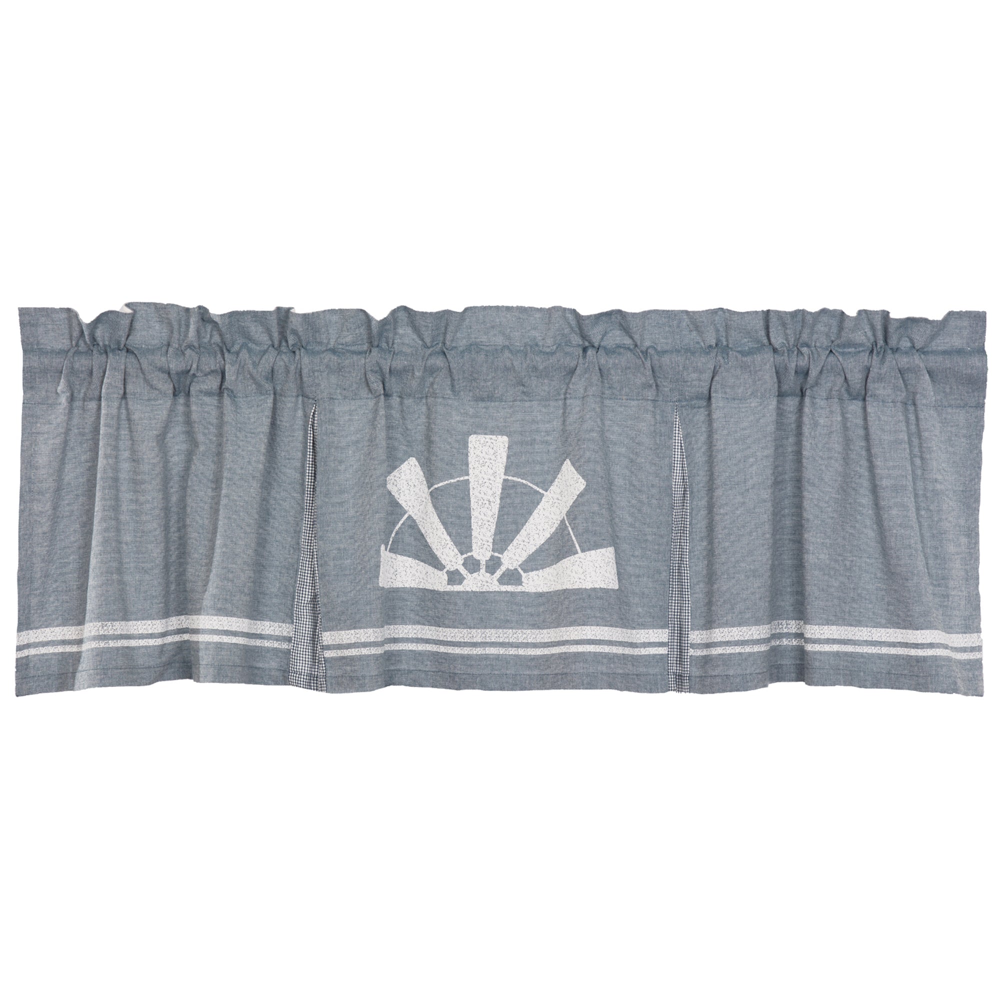 VHC Brands Sawyer Mill 20 x 72 In Ruffled Valance Accent Curtain, Blue(Open Box)