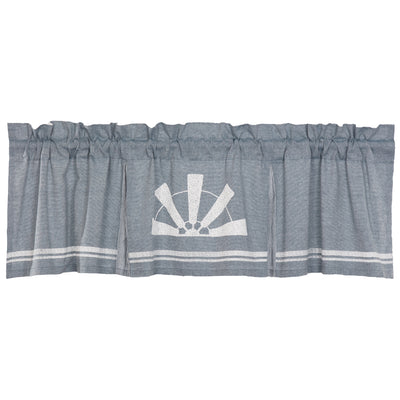 VHC Brands Sawyer Mill 20 x 72 In Ruffled Valance Accent Curtain, Blue (Used)