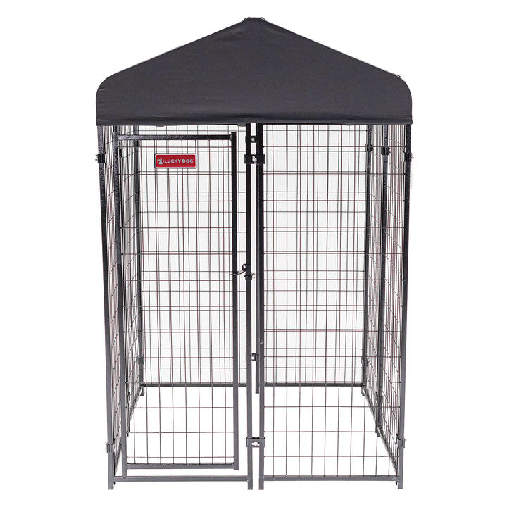 Lucky Dog STAY Series 4 x 4 x 6' Roofed Studio Dog Kennel, Gray (Used)