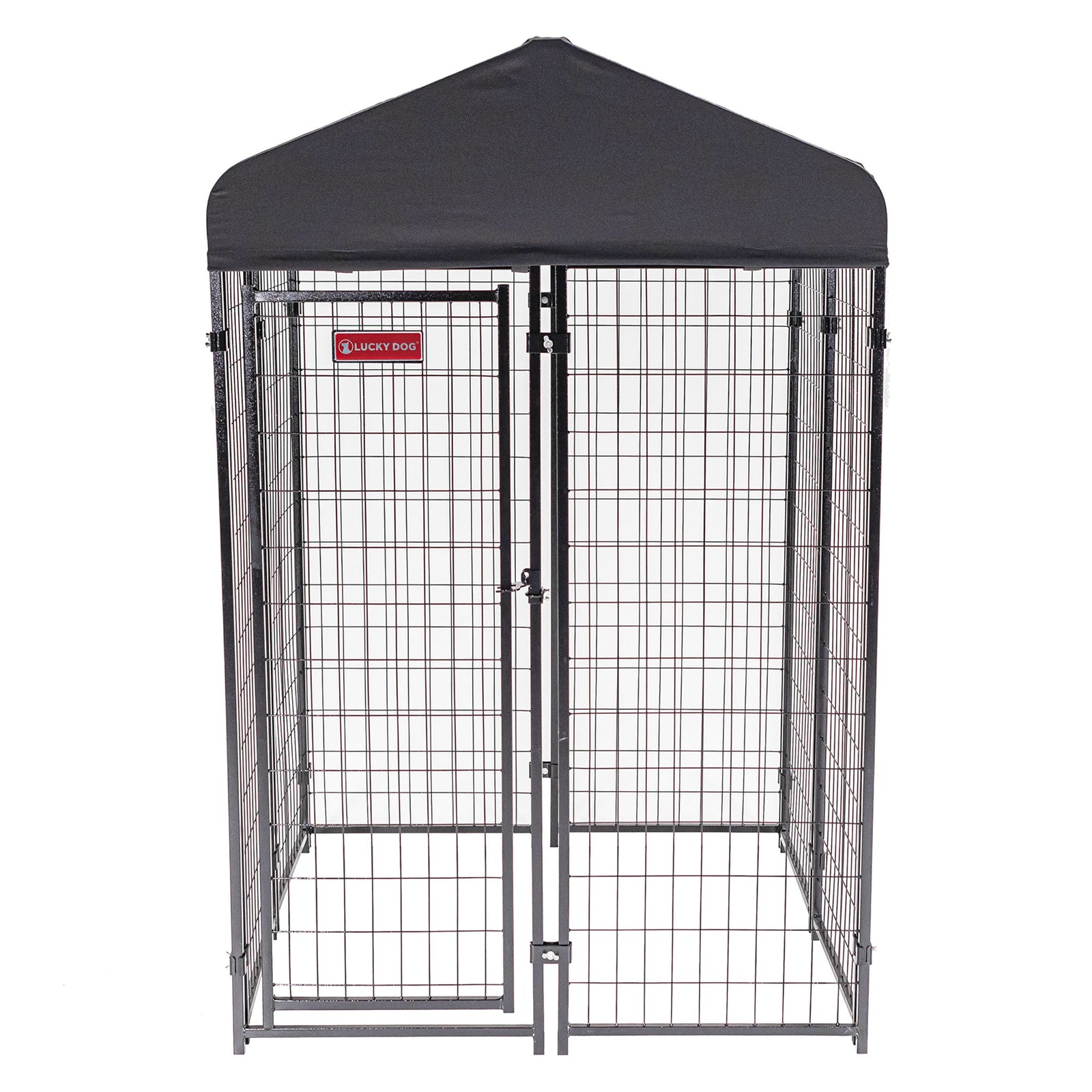 Lucky Dog STAY Series 4 x 4 x 6' Roofed Studio Dog Kennel, Gray (Used) - VMInnovations