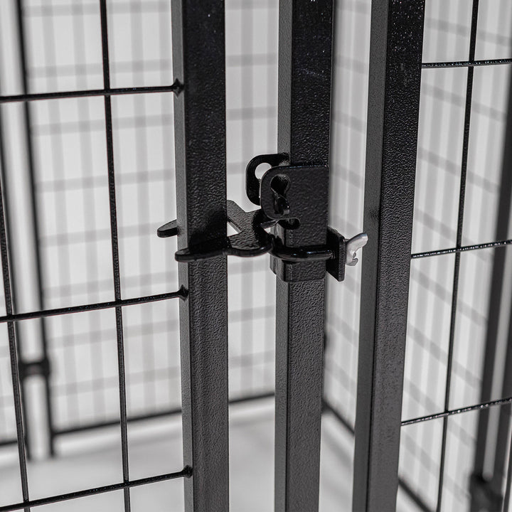 Lucky Dog STAY Series 4x4x6 Foot Roofed Steel Frame Dog Kennel, Gray (Open Box) - VMInnovations