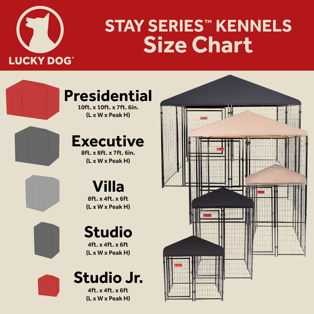 Lucky Dog STAY Series 4x8x6 Foot Roofed Steel Frame Villa Dog Kennel (Open Box) - VMInnovations