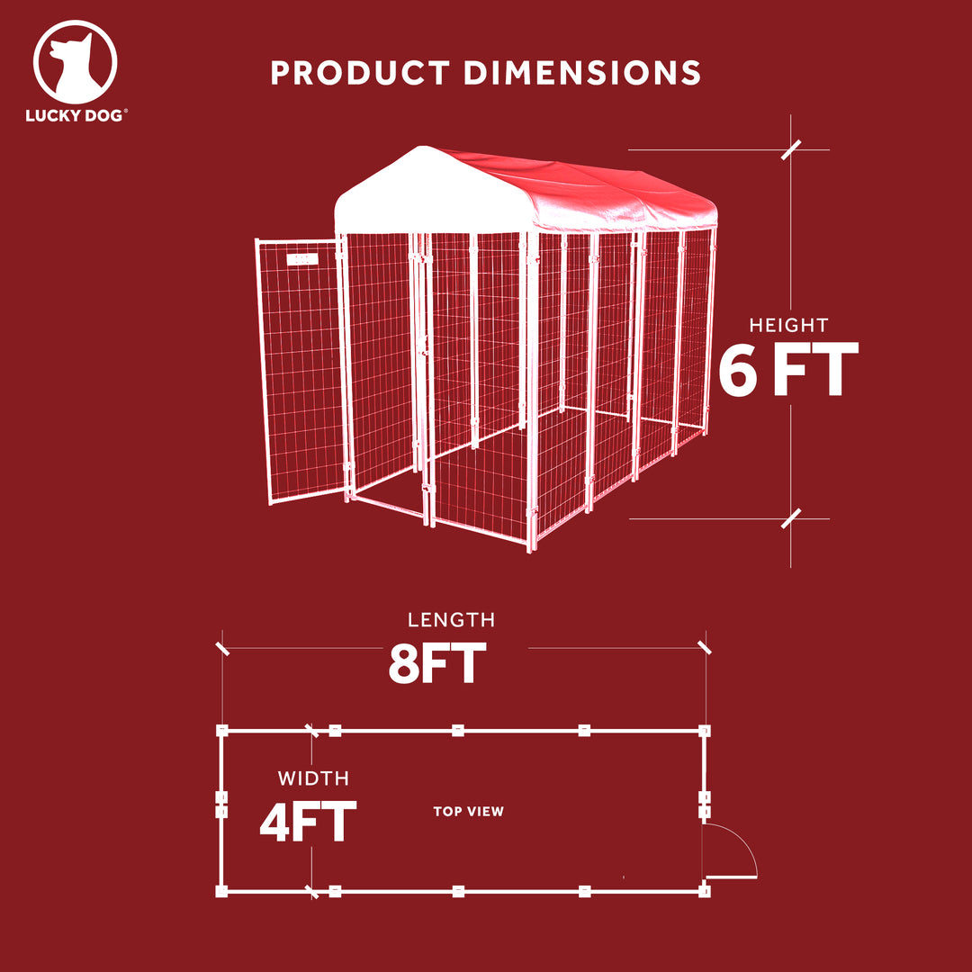 Lucky Dog STAY Series 4x8x6 Foot Steel Frame Villa Dog Kennel, Gray (For Parts) - VMInnovations
