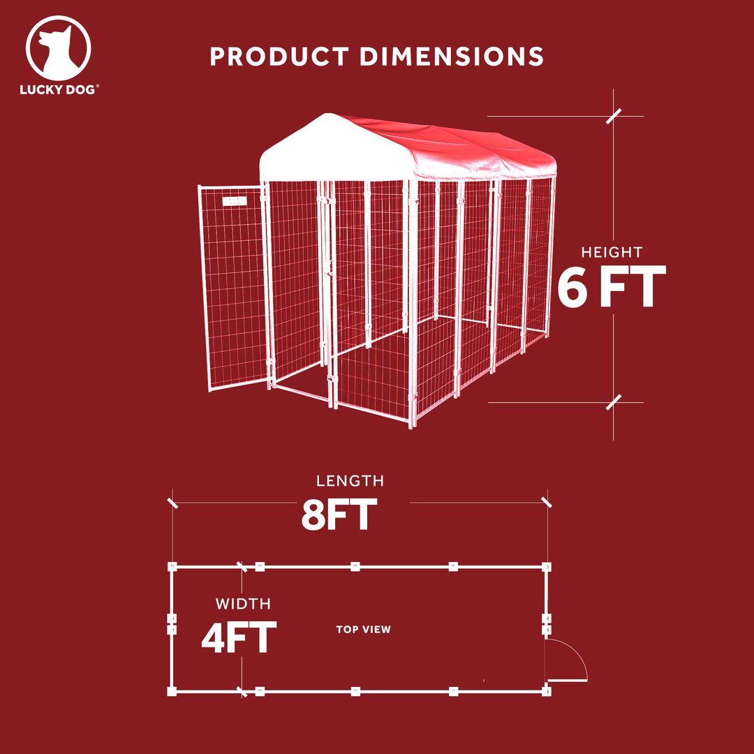 Lucky Dog STAY Series 4x8x6 Foot Roofed Steel Frame Villa Dog Kennel (Open Box)