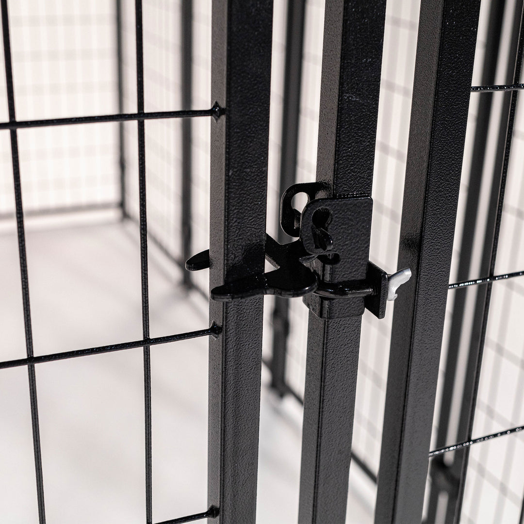 Lucky Dog 4' x 8' x 6' Roofed Steel Frame Villa Dog Kennel, Khaki (Open Box)