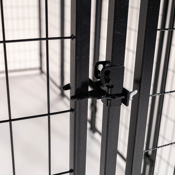 Lucky Dog 4' x 8' x 6' Roofed Steel Frame Villa Dog Kennel, Khaki (Open Box)