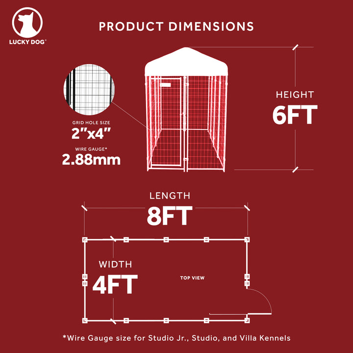 Lucky Dog STAY 4x8x6 Foot Roofed Steel Frame Villa Dog Kennel, Khaki (Used)