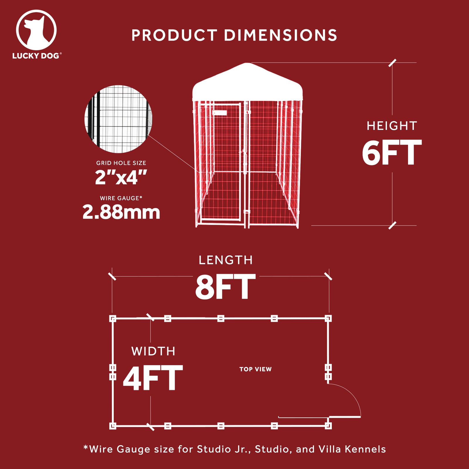 Lucky Dog 4' x 8' x 6' Roofed Steel Frame Villa Dog Kennel, Khaki (Open Box) - VMInnovations