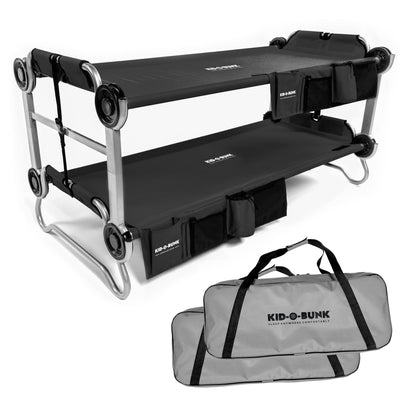 Disc-O-Bed Kid-O-Bunk Benchable Double Cot w/ Storage Organizer, Black(Open Box) - VMInnovations