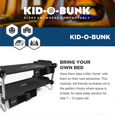 Disc-O-Bed Kid-O-Bunk Benchable Double Cot w/ Storage Organizer, Black(Open Box) - VMInnovations