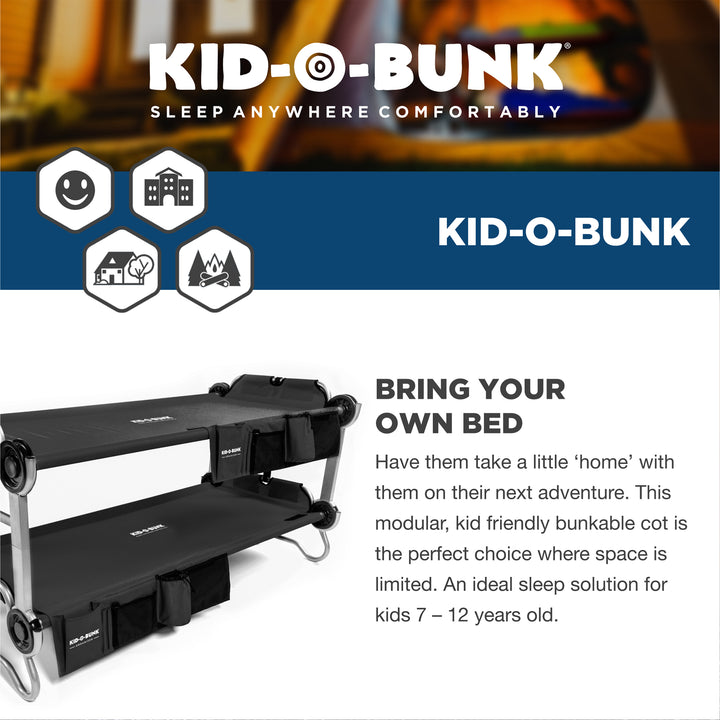 Disc-O-Bed Kid-O-Bunk Benchable Double Cot with Storage Organizers, Black (Used)