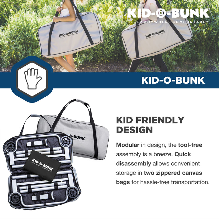 Disc-O-Bed Kid-O-Bunk Benchable Double Cot w/ Storage Organizer, Black(Open Box) - VMInnovations