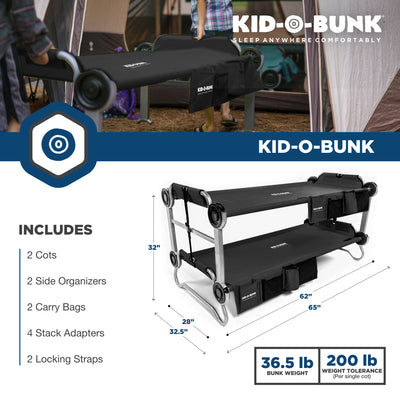Disc-O-Bed Kid-O-Bunk Benchable Double Cot w/Storage Organizers,Black(For Parts) - VMInnovations