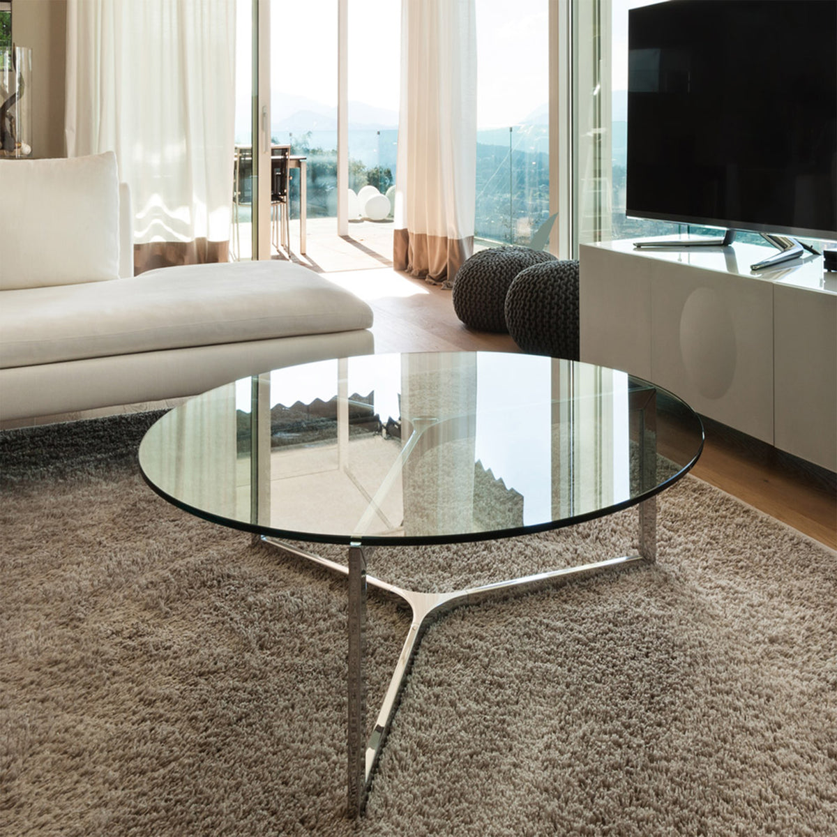 Dulles Glass 42" Round Pencil Polish 3/8 Inch Thick Glass Table Top (Open Box)