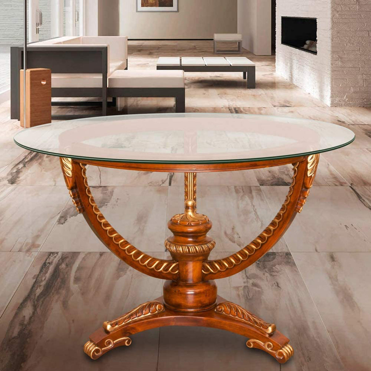 Dulles Glass 42" Round Pencil Polish 3/8 Inch Thick Glass Table Top (Open Box)