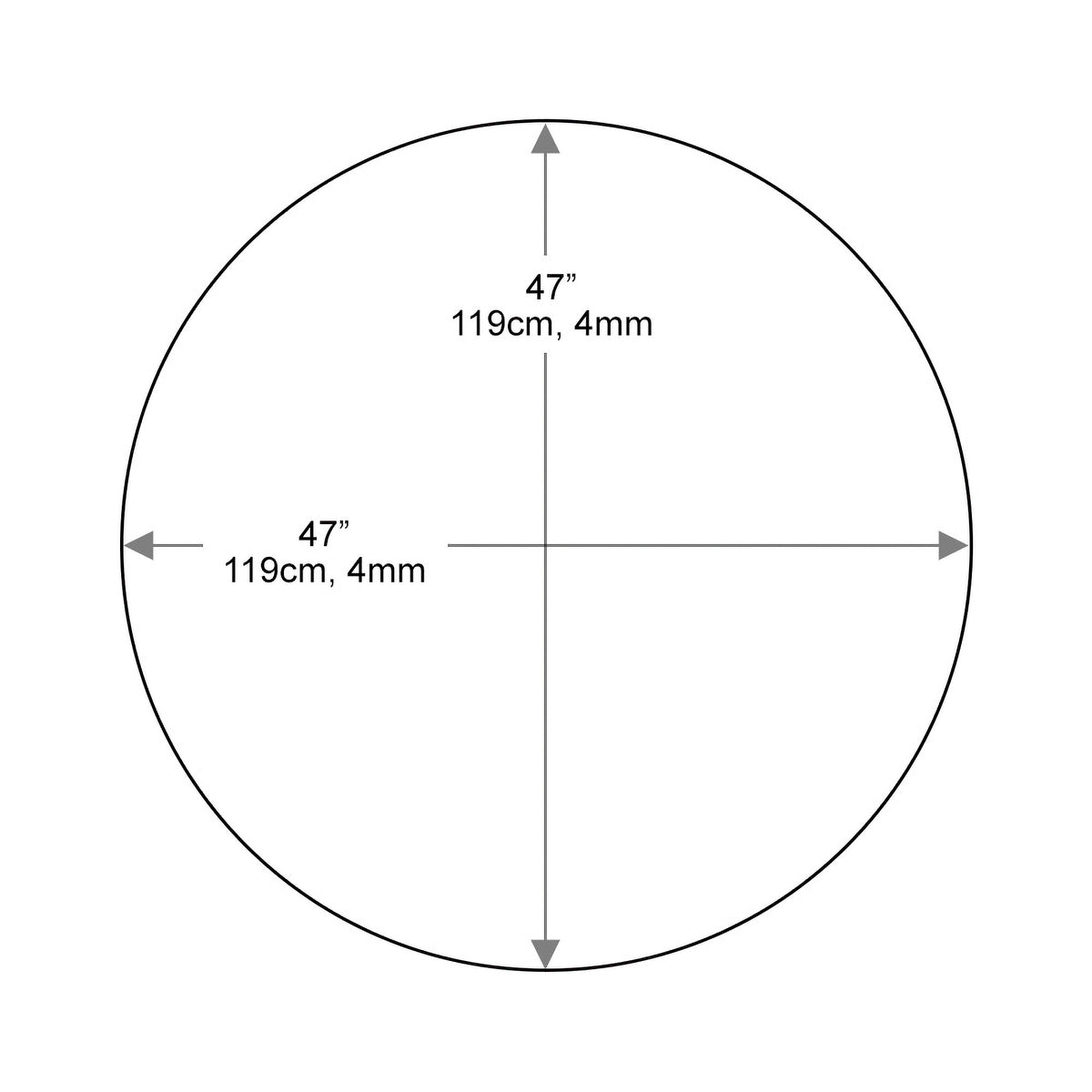 Dulles Glass 47" Round Flat Polish 1/4" Thick Tempered Glass Table Top(Open Box)