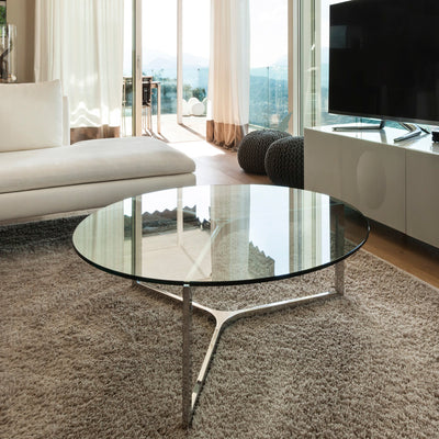 Dulles Glass 47" Round Flat Polish 1/4" Thick Tempered Glass Table Top(Open Box)