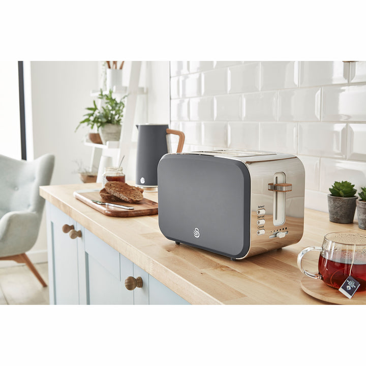 Salton Swan Nordic Toaster 2 Slice w/ 6 Power Settings & Crumb Tray (Open Box)