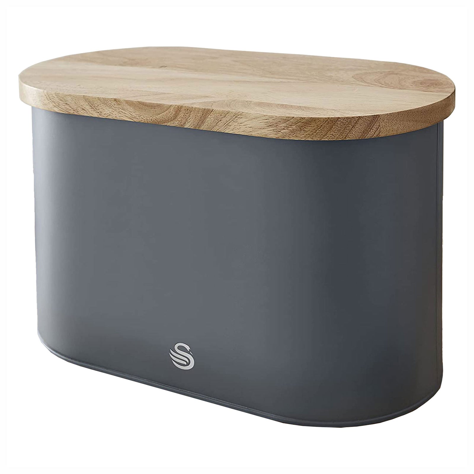 Salton Kitchen Nordic Steel Bread Bin w/ Cutting Board Lid, Slate Gray(Open Box) - VMInnovations