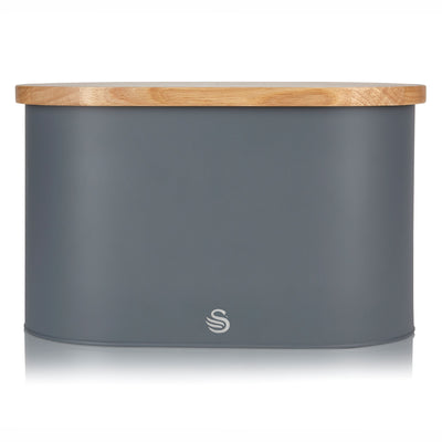 Salton Kitchen Nordic Steel Bread Bin w/ Cutting Board Lid, Slate Gray(Open Box)