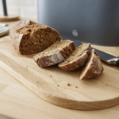 Salton Kitchen Nordic Steel Bread Bin w/ Cutting Board Lid, Slate Gray(Open Box) - VMInnovations