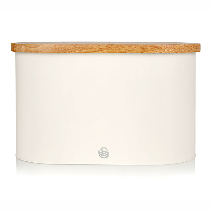 Salton Swan Nordic Steel Bread Bin w/Cutting Board Lid, Cotton White (Used)