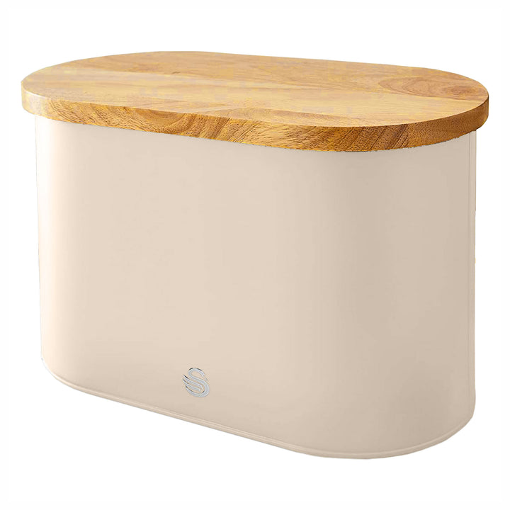 Salton Swan Nordic Steel Bread Bin w/Cutting Board Lid, Cotton White (Used)