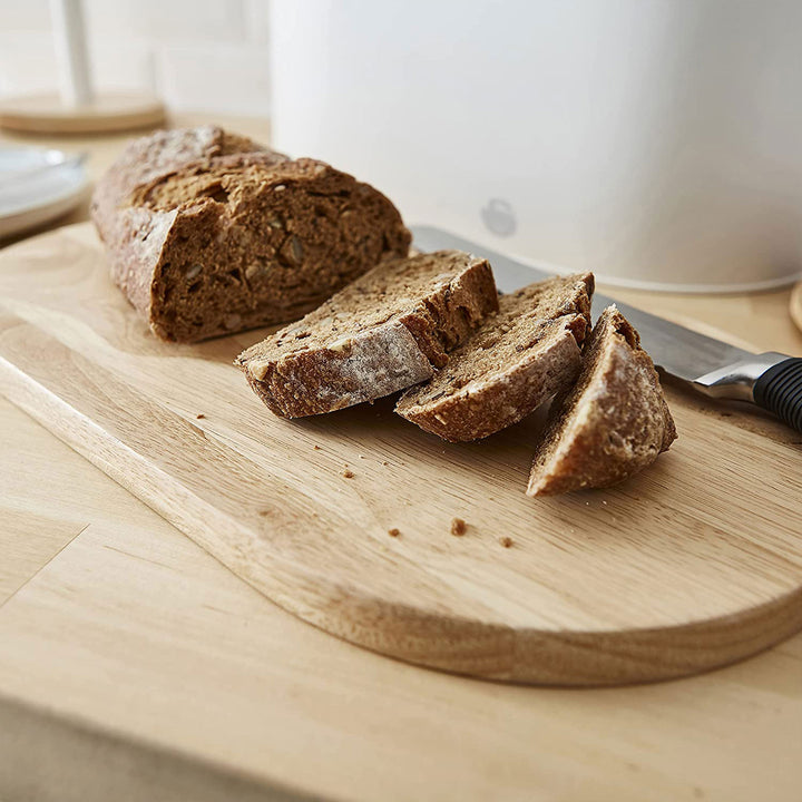 Salton Swan Nordic Steel Bread Bin w/Cutting Board Lid, Cotton White (Used)